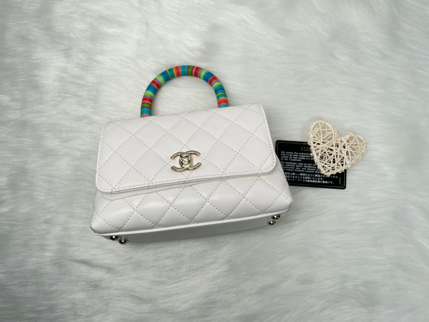 Chanel Coco Handle Mini Handbag 白色荔枝皮銀扣特別版